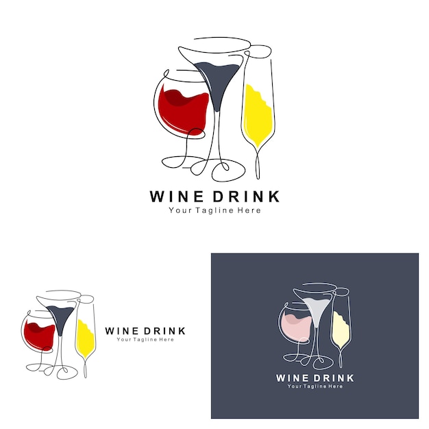 Beverage Wine Logo Design Glass Illustration Alcohol Drink Bottle Company Product Vector