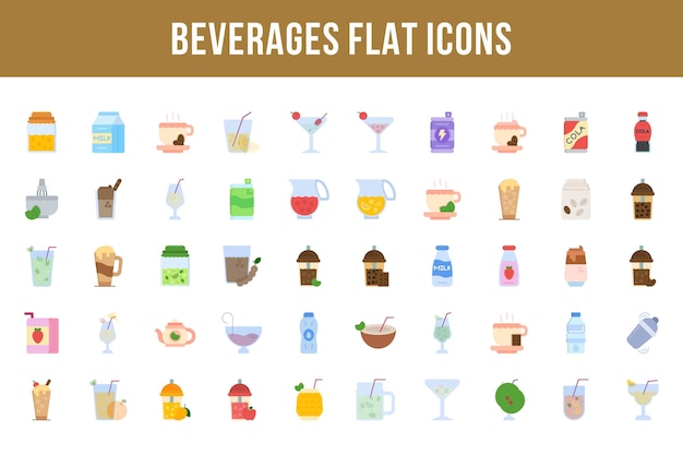 Beverages Flat Multicolor Icons