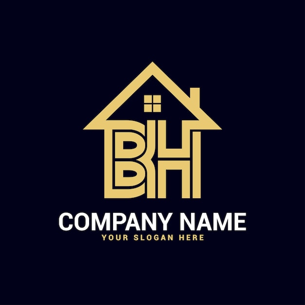 BH,HB Real estate letter logo Vector Template