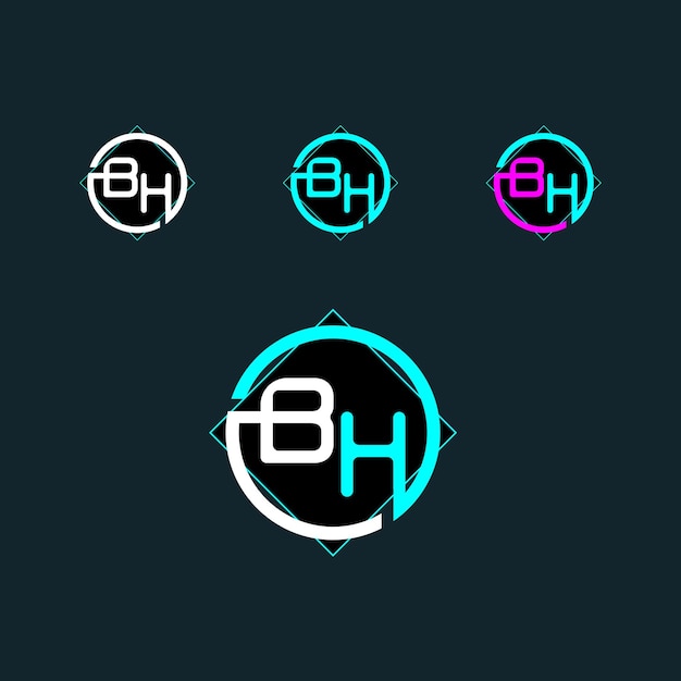 BH letter logo design with circle