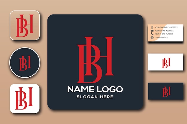 BH monogram logo template color editable