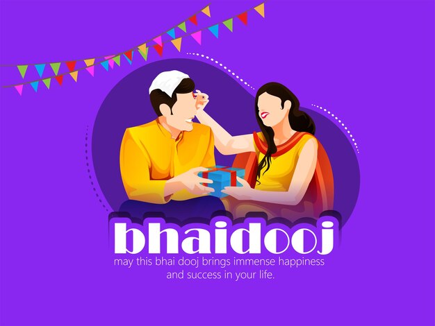 Vector bhai dooj indian festival brother sister