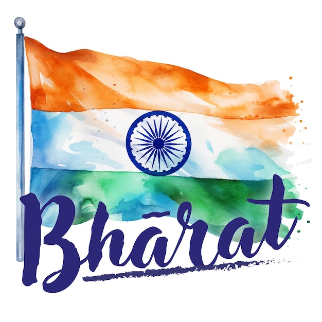 Bharat flag Flag of India Bharat Ganarajya in watercolor