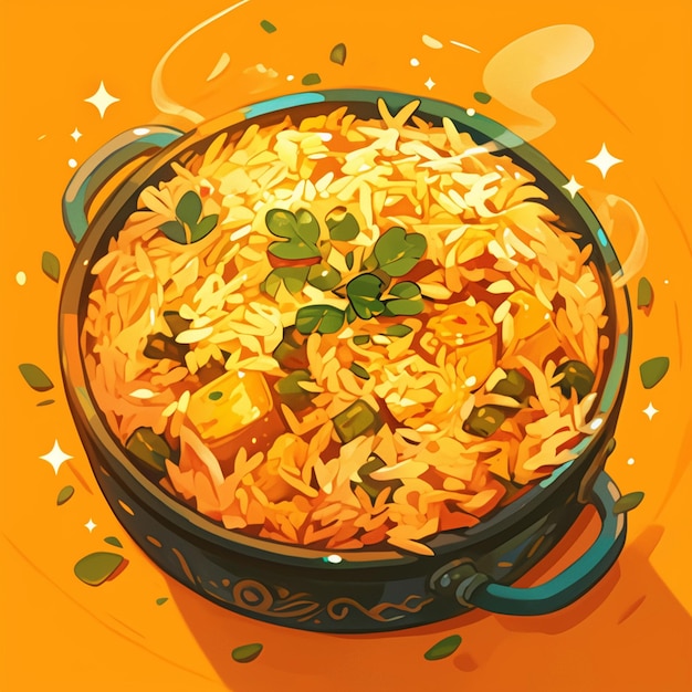 Vector bhopal biryani and fragrant rice dish