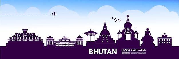 Bhutan travel destination   illustration.