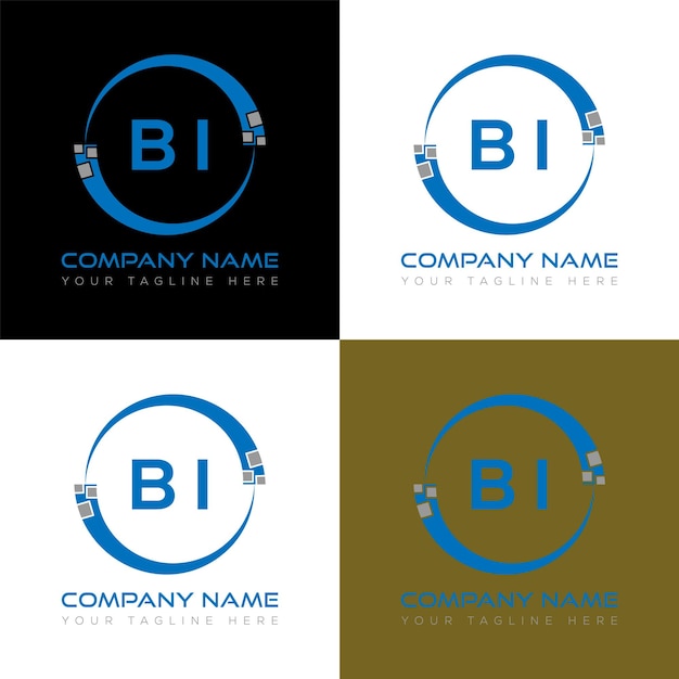 Vector bi initial modern logo design vector icon template