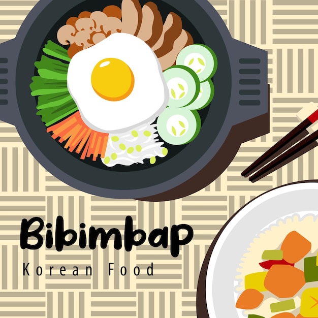 Vector bibimbap flat style illustration vector design