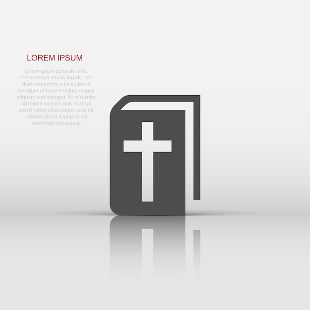 Bible book icon in flat style Church faith vector illustration on white isolated background Spirituality business concept