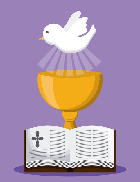 bible dove cup gold religion icon