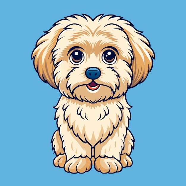 Vector bichon frise dog colored illustration with stroke transparent background vector illustration