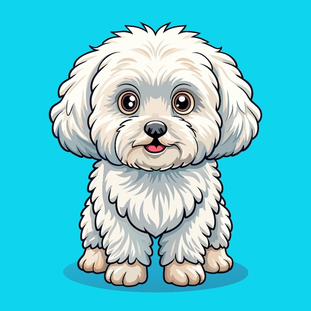 Vector bichon frise dog colored illustration with stroke transparent background vector illustration