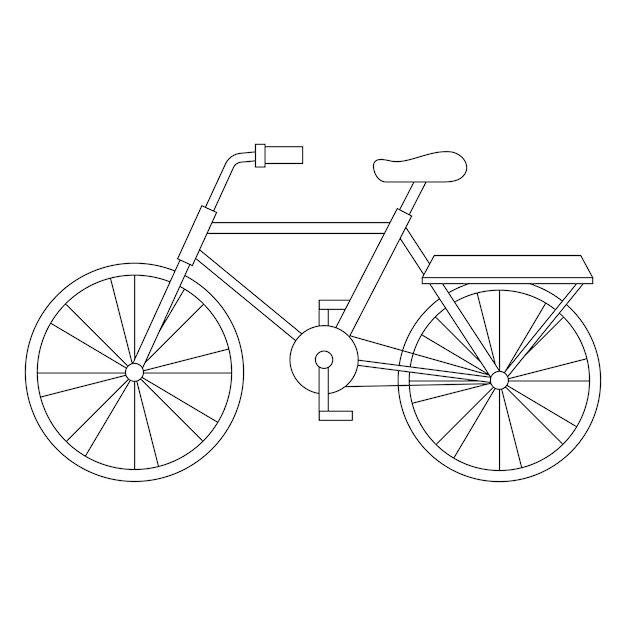 Bicycle black line drawing doodle isolated on white background