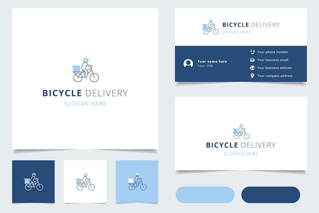 Bicycle delivery logo design with editable slogan branding