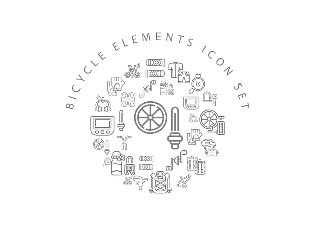 Bicycle elements icon set design