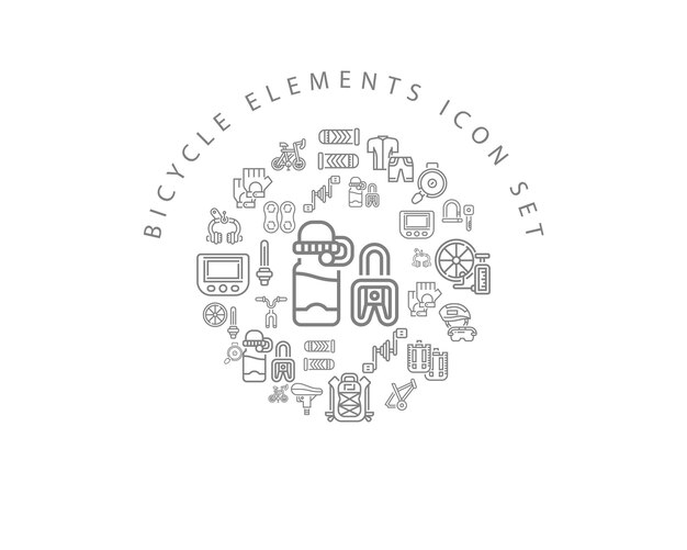 Bicycle elements icon set design