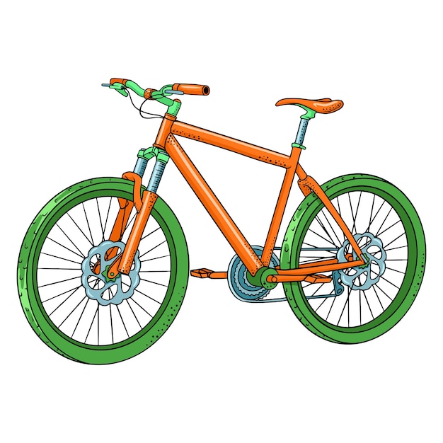 Bicycle. International Bicycle Day. Bicycle drawn in cartoon style. Vector illustration for design and decoration.