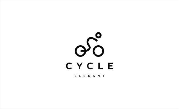 Bicycle logo monoline vector design illustration