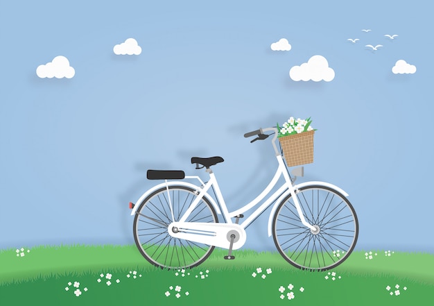 Bicycle in the meadow or garden 