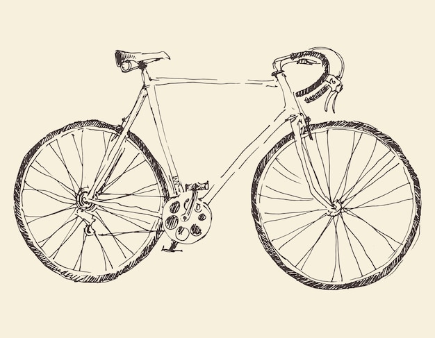 Bicycle (racing bike) vintage illustration, engraved retro style