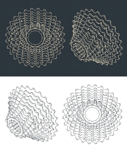 Vector bicycle sprockets drawings