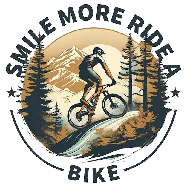 Vector bicycle t shirt design a sign that says more ride more ride than a mountain