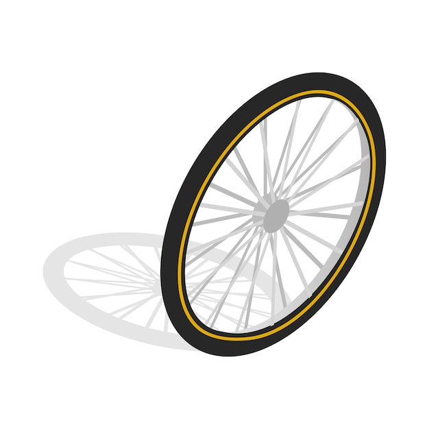 Bicycle whee icon in isometric 3d style on a white background