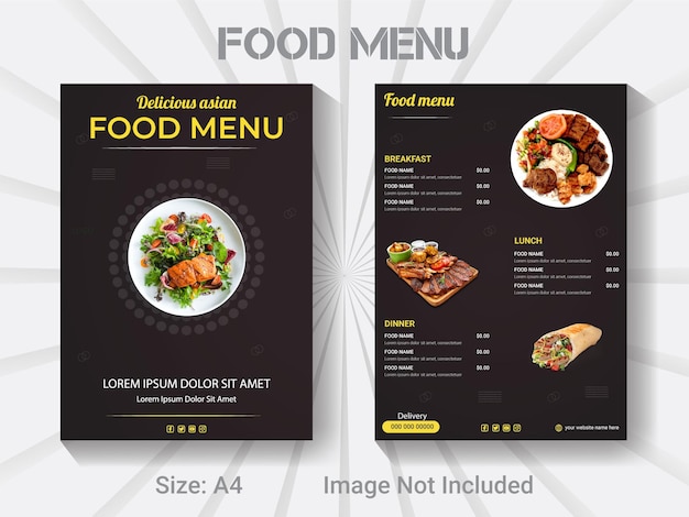 bifold Restaurant delicious Asian new year food menu template.