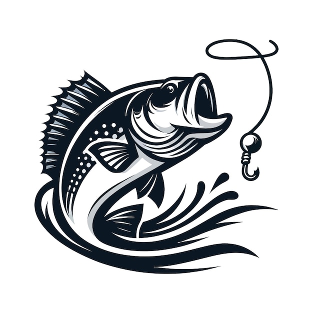 Big bass fish vector logo for t shirt design