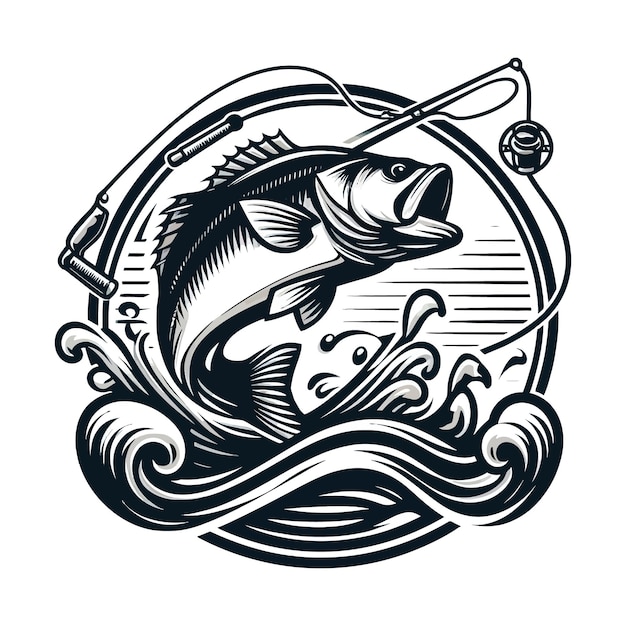 Big bass fish vector logo for t shirt design