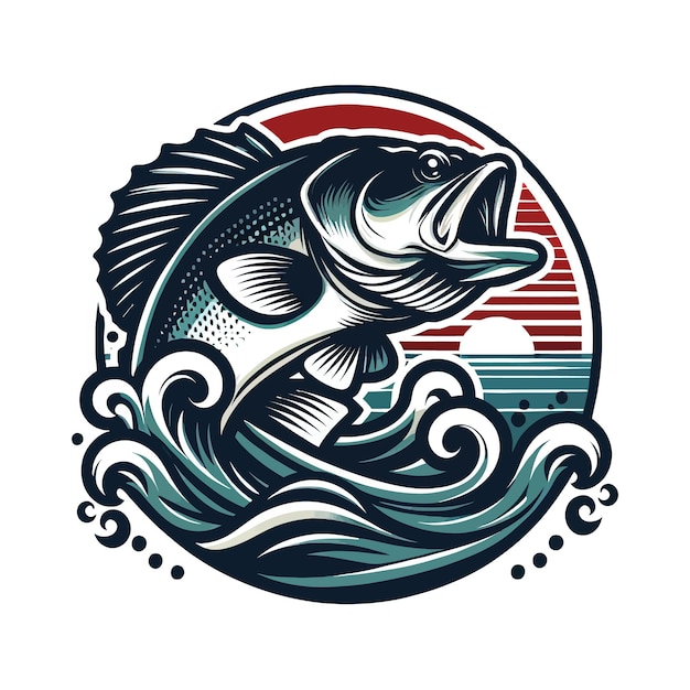 Big bass fish vector logo for t shirt design