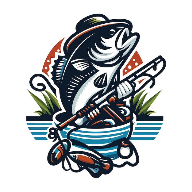 Big bass fish vector logo for t shirt design