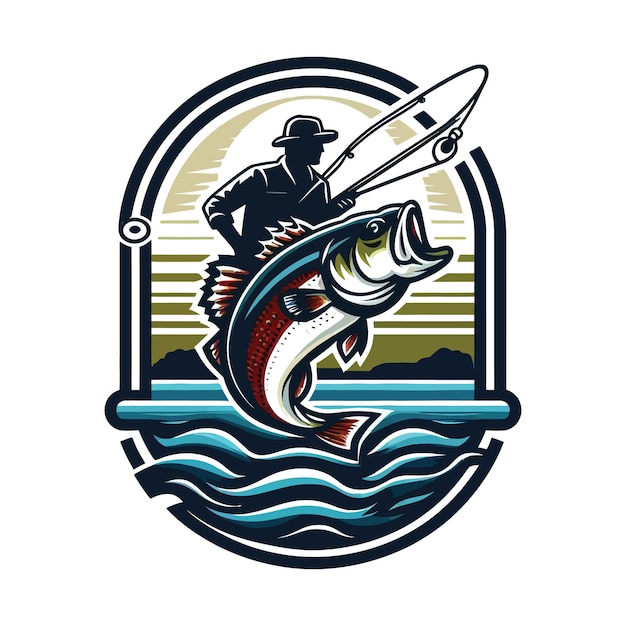 Big bass fish vector logo for t shirt design