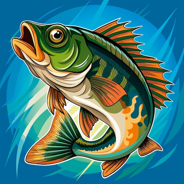 Big bass fishing vector illustration