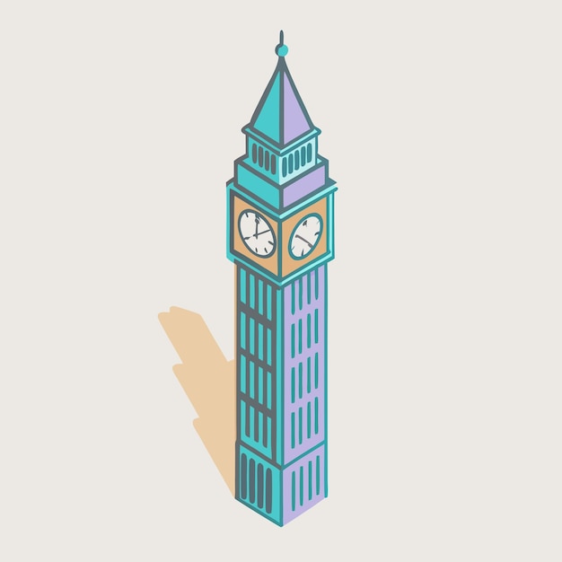 Big Ben isometric vector icon illustration 9