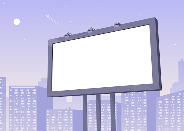 Big billboard over the night city, vector mockup