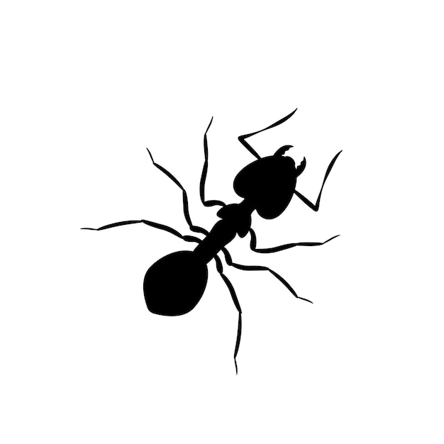 Big black ant silhouette An insect with six legs and powerful jaws