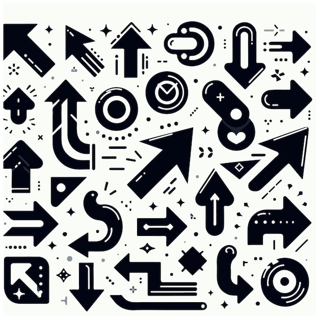 Big black arrows flat icon set