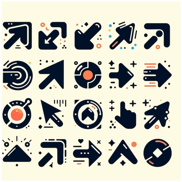 Vector big black arrows flat icon set