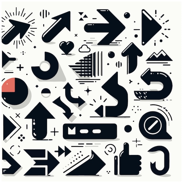 Big black arrows flat icon set