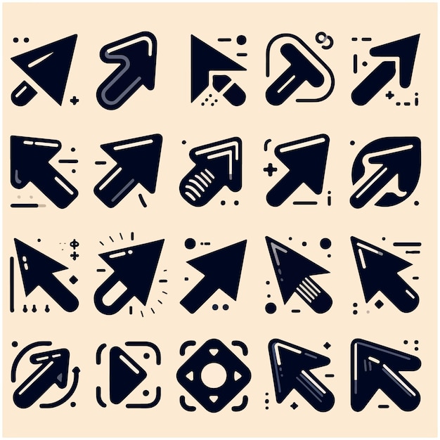 Vector big black arrows flat icon set