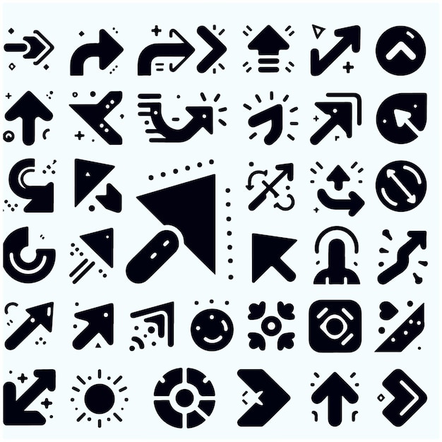 Big black arrows flat icon set