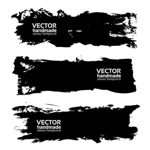 Vector big black long brush strokes isolated on a white background