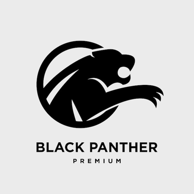 Big black panther illustration logo on white background