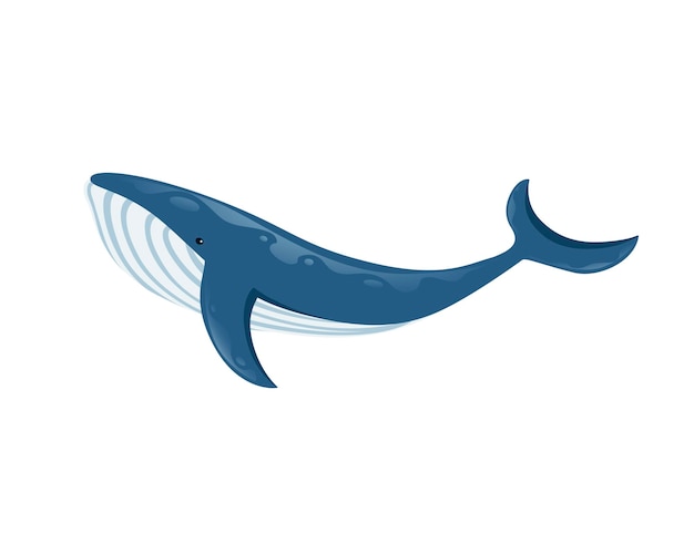 Big blue whale cartoon animal design biggest mammal on the earth flat vector illustration isolated on white background.