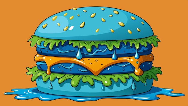 Vector big burger with blue cheese and mold