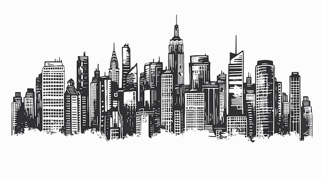 Big City Business Handdrawn Vector Isolated on White