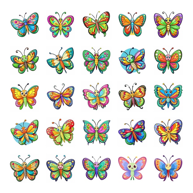 Big collection of colorful butterflies Vector