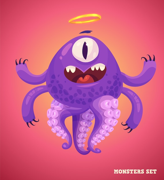 Big collection of cute monsters. Halloween character. Vector illustrations. Good for book illustration, magazine prints or journal article.