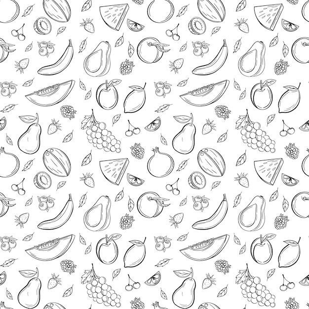 Big collection of fruits on white background Vector illustration for your design