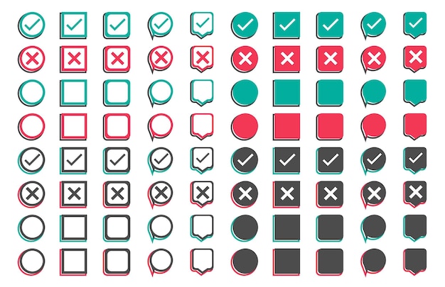 Big collection of tick and cross icons Yes or no symbol set